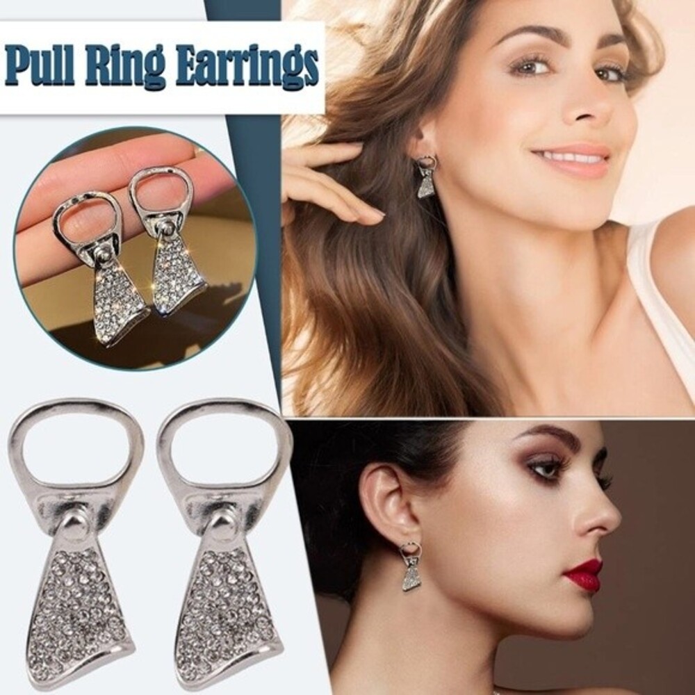 Kaitin Silver Drop Ear Pull Ring Jeweled Stud Earrings NWT One Size Chic Cute